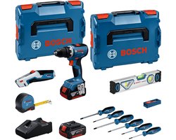 Bosch Professional GSR 18V-65 Accu schroefboormachine + handgereedschapsset 19-delig 18V 5.0Ah in L-Boxx - 0615A5007K