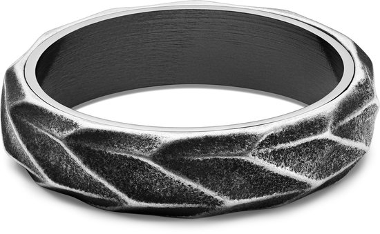 Bague en acier noir vintage Pearce Crux