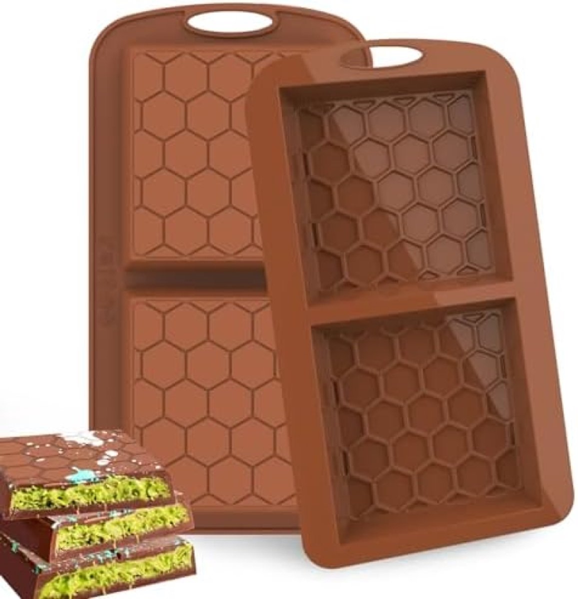 Dubai Honingraat Chocoladevorm - 2-delig Siliconen Bakgerei