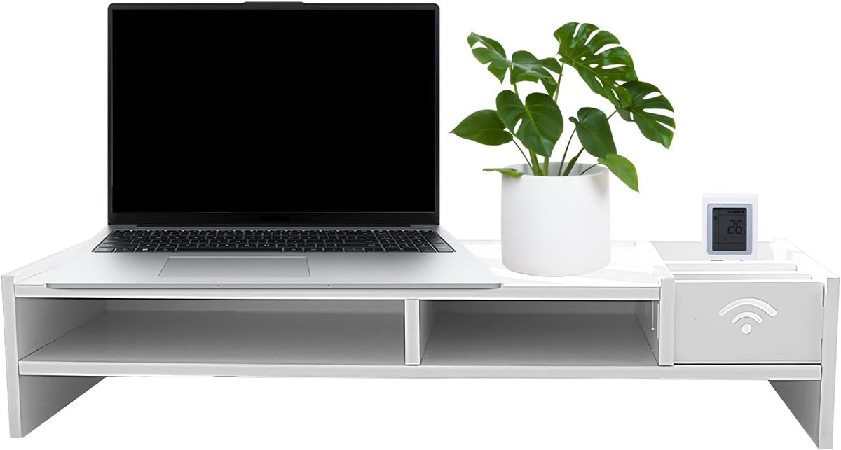 Monitor Verhoger - Bureau Organisatie - Werkplek Optimalisatie - Verstelbaar Ontwerp - 49x20.4x10cm - Wit