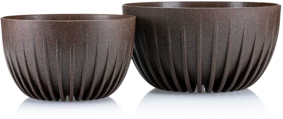 HowHomely Stripped Eco Coffee - Bloempot - Espresso - Houtvezel en Polypropyleen