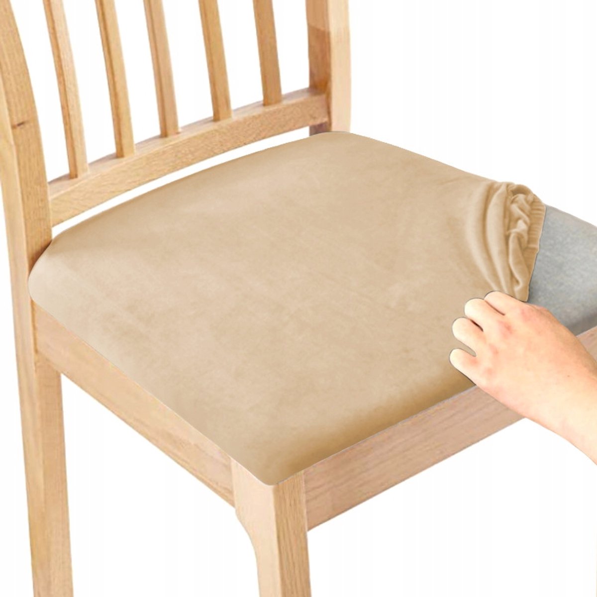 Ubieramy-meble - Autostoelhoes - 40x40 cm - Beigekleurig - Elastaan - Velours