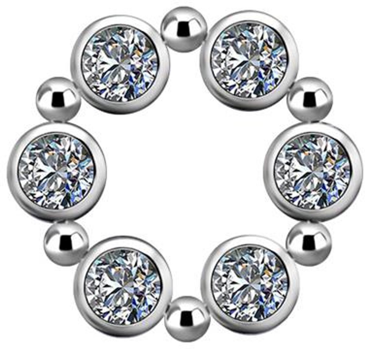 Crazy Needles PREMIUM ZIRCON - Titaan Charms - Zilver - 8mm - 5.4mm