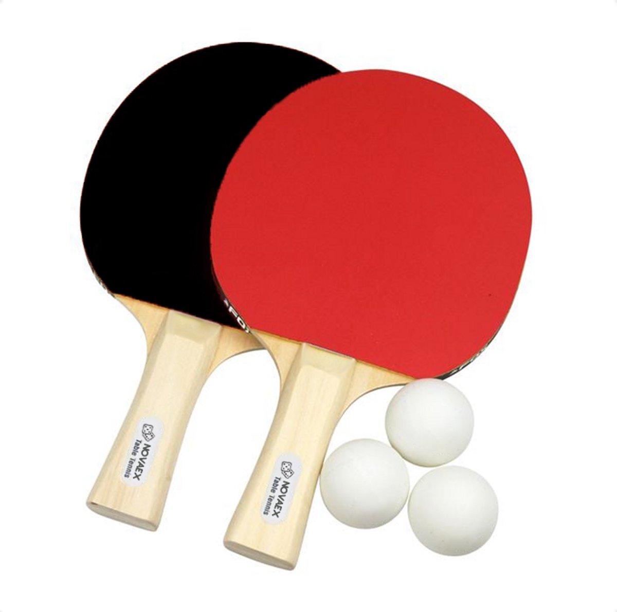 Novaex® tafeltennisbatjes complete set - 3 tafeltennisballen + set van 2 tafeltennis batjes - pingpongballen - pingpongbatjes