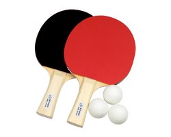 Novaex® tafeltennisbatjes complete set - 3 tafeltennisballen + set van 2 tafeltennis batjes - pingpongballen - pingpongbatjes