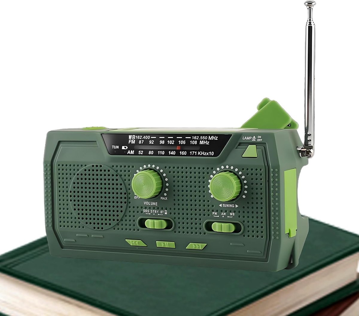 Noodweer Radio - Zonne Energie Radio - Kamperen Buitensport - Met Zaklamp Handzwengel - 15 x 8 x 6 cm