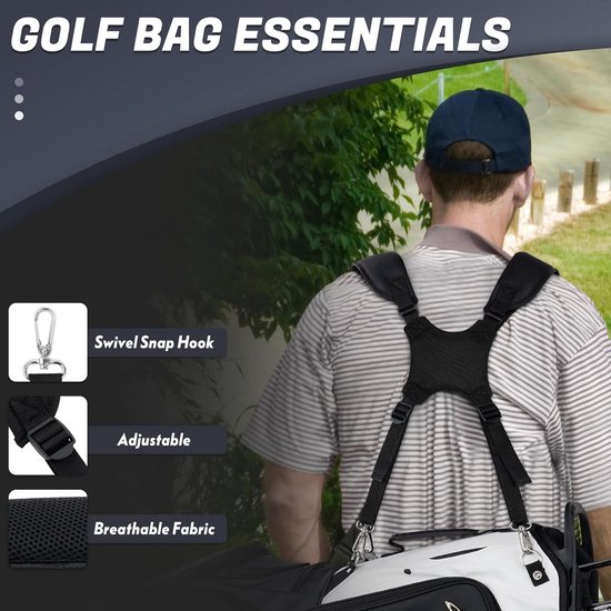 Golftas Riemen - Schouderbanden - Golftas Dragen - Universele Pasvorm - Verstelbaar - Zwart van Merkloos — afbeelding 5