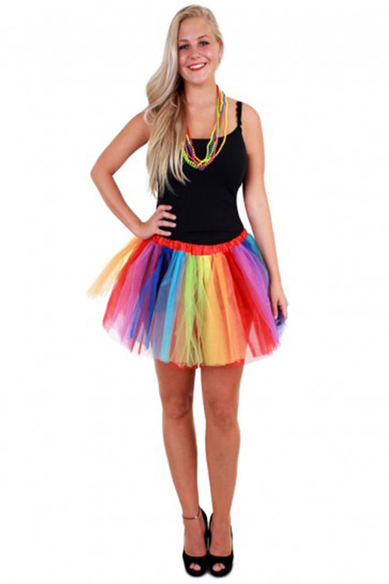 Tule rokje regenboog strepen one size dames