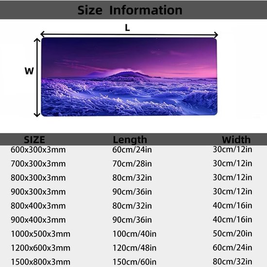 XXL Speed Muismat - Grote Tafelmat - Gaming Bureau - Antislip Rubber Basis - 100x50cm - Paars — afbeelding 5