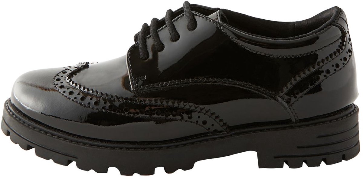 Next - Meisjes - Leren brogues voor school met grove vetersluiting en brede pasvorm (G) - Zwart