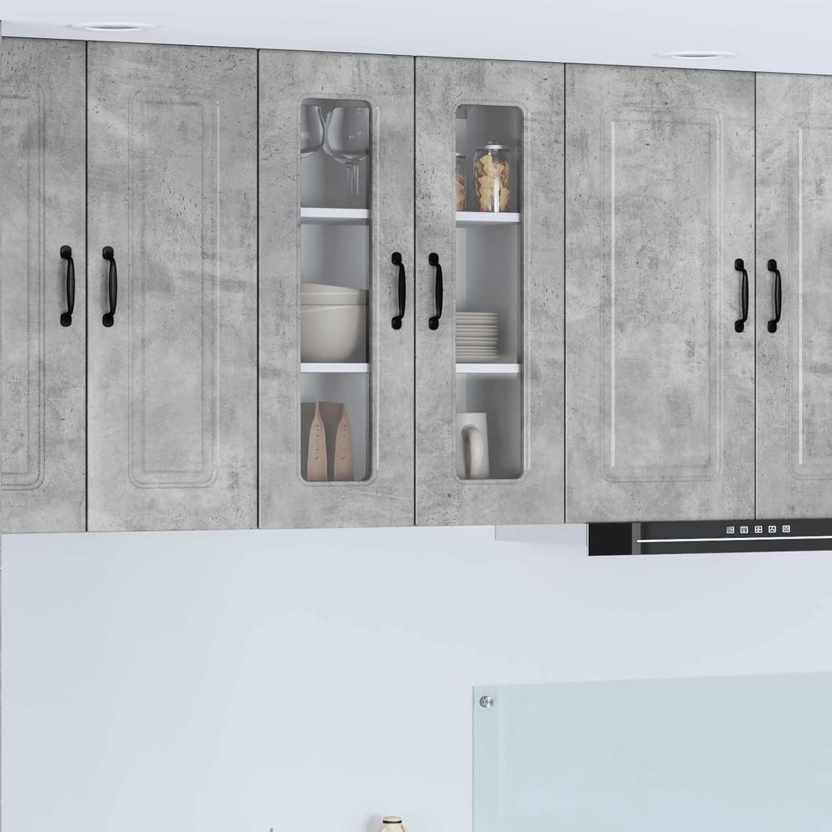 Keukenkast Houtmateriaal - Opbergkast Keuken - Keuken Organiseren - Met 3 Planken - 60x31x80 cm - Beton Grijs