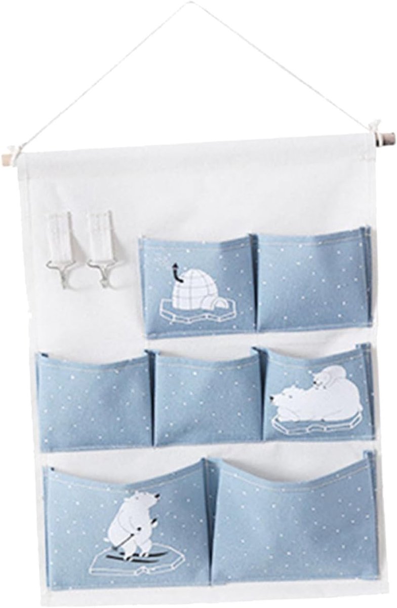 Opbergtas Deur - Hangende Organizer - Ruimte Besparen - 7 Vakken 2 Haken - 34.5x47.5cm - Blauw