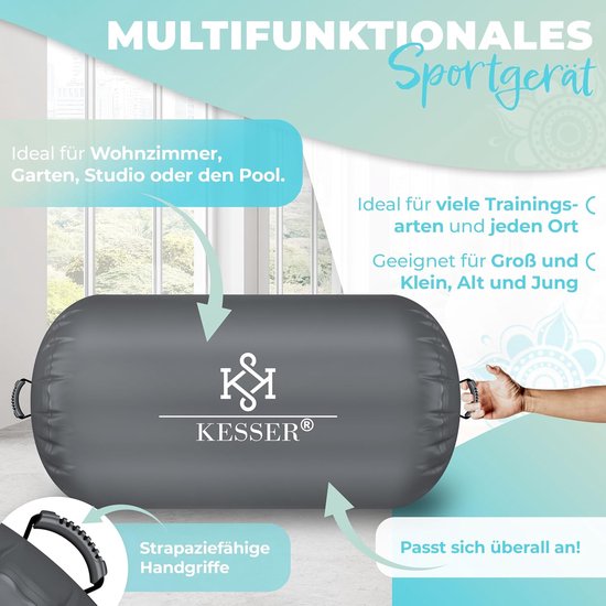 Opblaasbare Airtrack - Turnmat Balanstrainer - Gymnastiek Yoga Fitness - Inclusief Pomp Draagtas - 120 x 90 cm van Merkloos — afbeelding 4