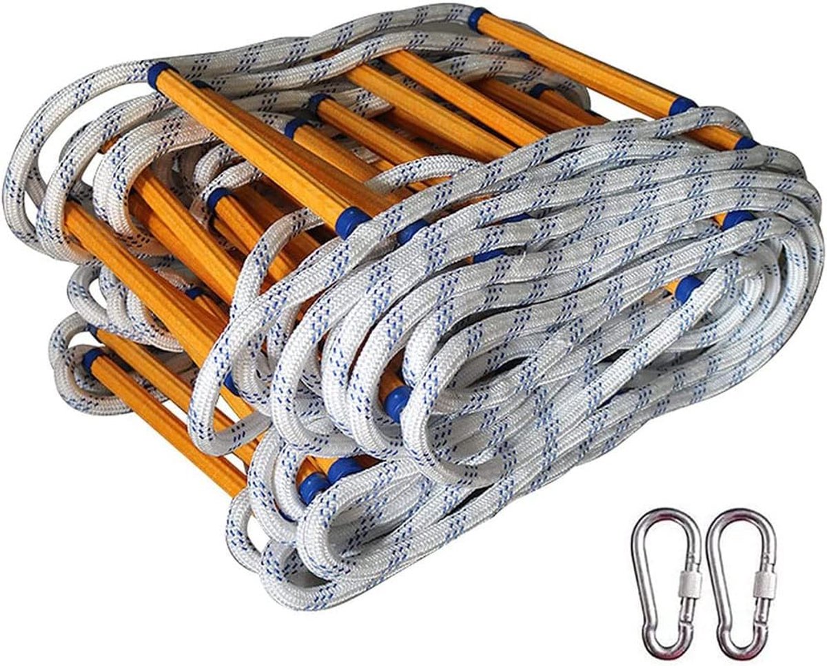 Nood Brandladder - Vluchttouwladder Reddingslijn - Veilige Evacuatie - Vlamvertragend Polyester - 420 kg draagvermogen - One Color