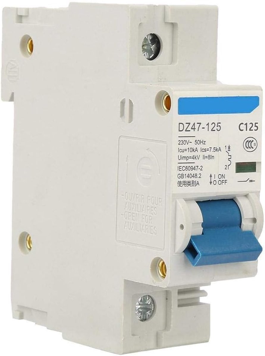 Stroomonderbreker 125A - Installatieautomaat - Elektrische beveiliging - Snelle reactietijd 0.1S - 30mA 6KA - Grijs