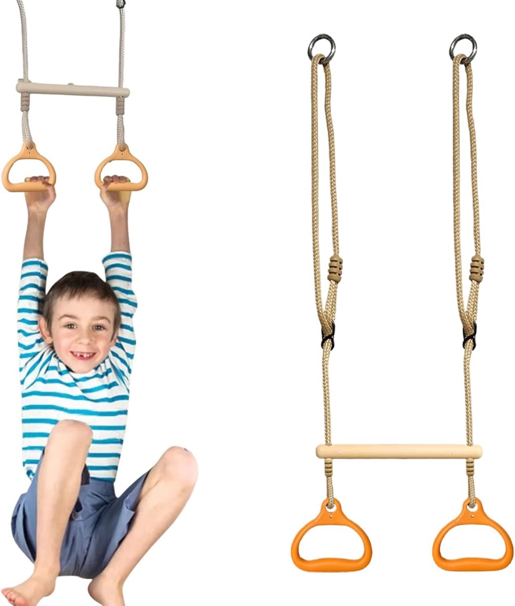 Trapeze Ring Speelset - Fitnessaccessoire buitenbar - Bewegingsuitdaging achtertuin - Ergonomisch grip-activiteitenconcept - 72D x 208B x 72H cm