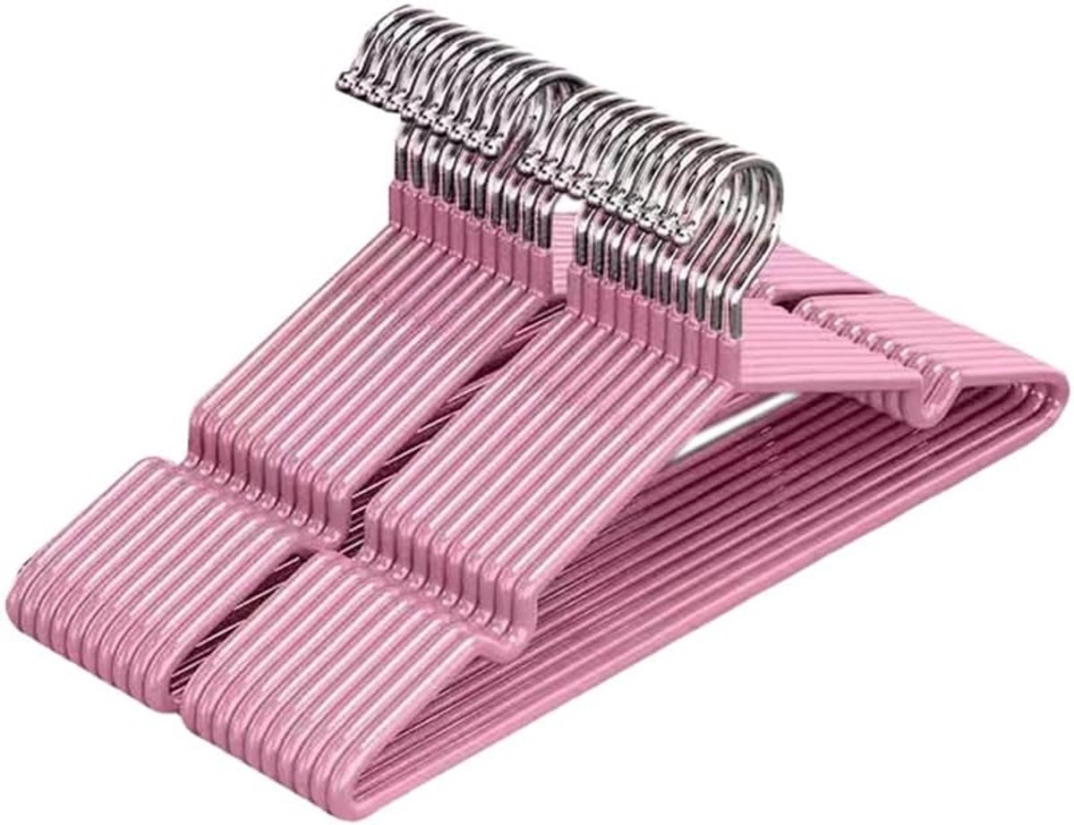 Set Kleerhangers - Kledingrekken Met Grip - Kleding Opbergen - Antislip Ontwerp - Roze