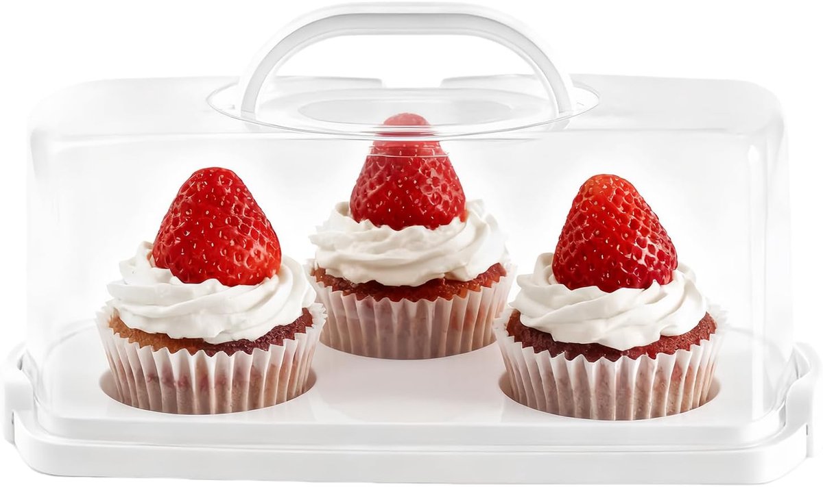 Brood Opslag - Taart Doos - Keuken Organiseren - Draagbaar Handvat - 39x17x15 cm - Wit