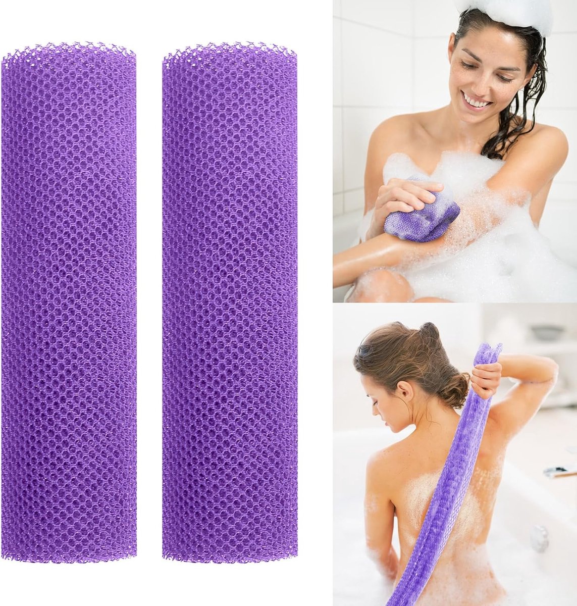 Afrikaanse Net Badspons - Net Spons - Lichaam Reinigen - Verlengde Grip - Large - Paars
