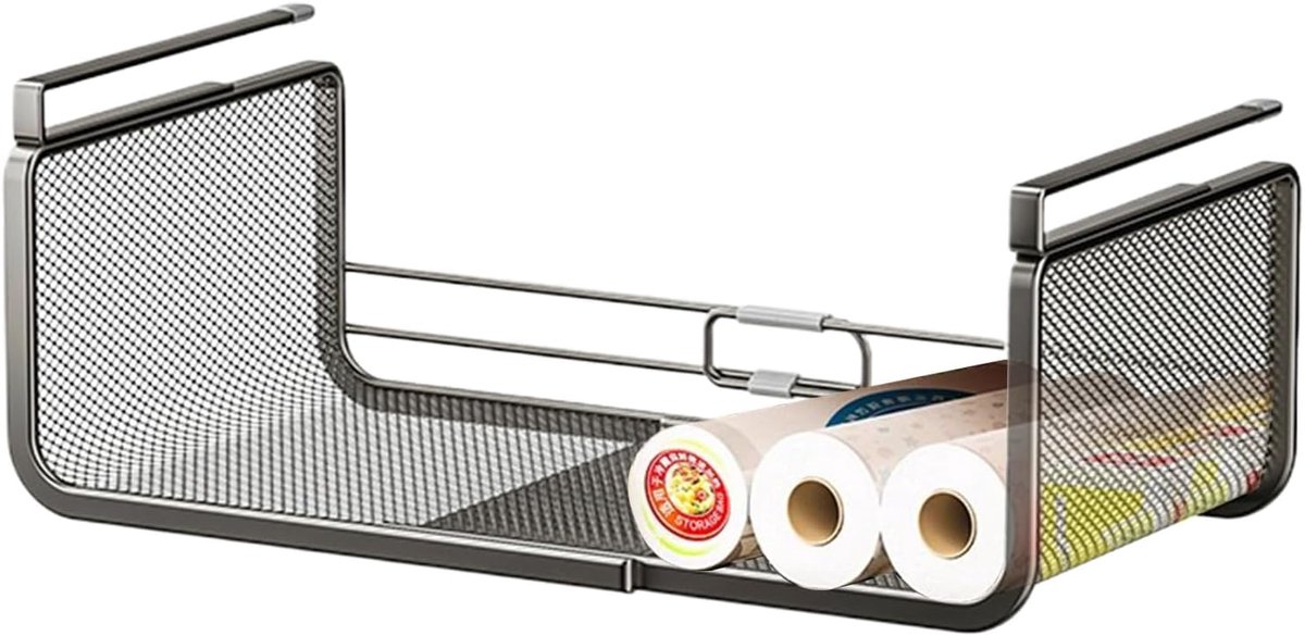 Keuken Organizer - Opbergmand Kast - Ruimte Besparen - Uitbreidbaar Ontwerp - 40 x 23 cm - Zwart