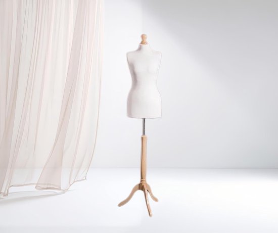 Paspop Vrouwelijk - Kleermakerspop Naaien - Kleding Ontwerpen - Volledige Lengte - S 36/38 - Wit Hout — afbeelding 2
