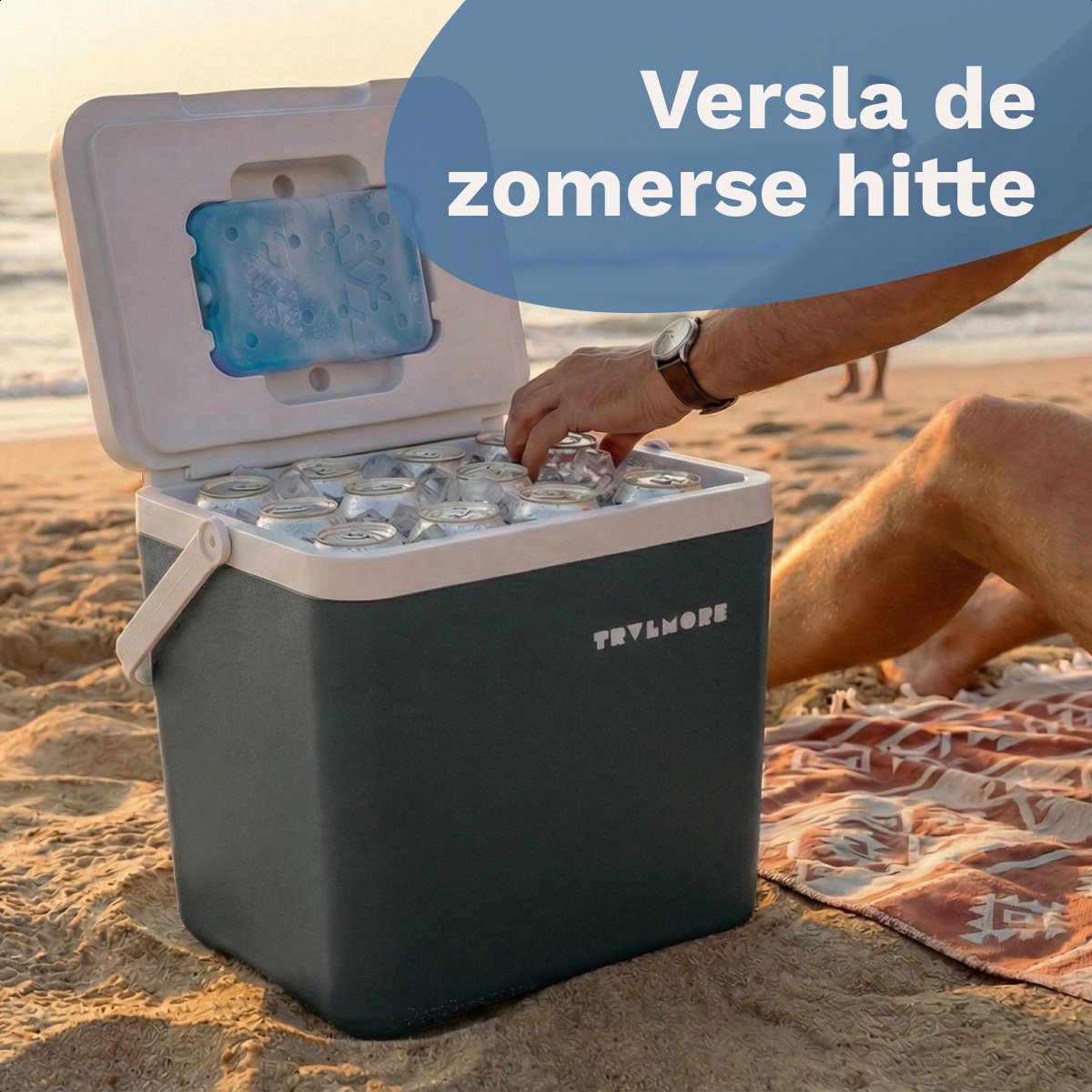TRVLMORE Koelbox 14L - Frigobox - Inclusief Koelelement - Koelbox Klein - Antraciet – foto 4