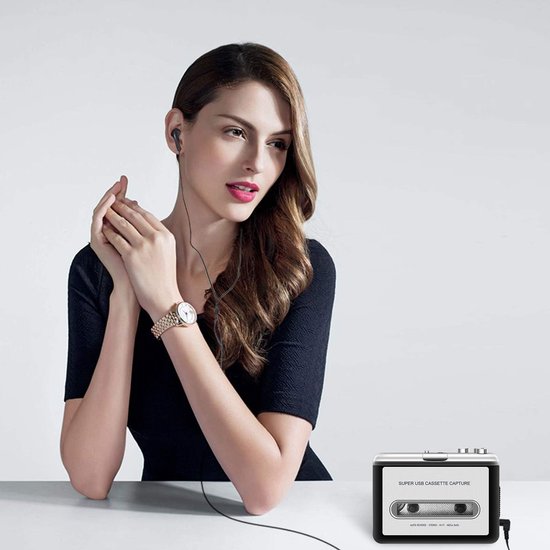 longziming - Walkman - Cassettespeler - Cassette Converter - USB-aansluiting, zet cassettes om naar MP3 - Geen technische kennis nodig, plug-and-play - Werkt op Windows en Mac, geen driver nodig - Retro design, ook draagbaar als speler — afbeelding 4