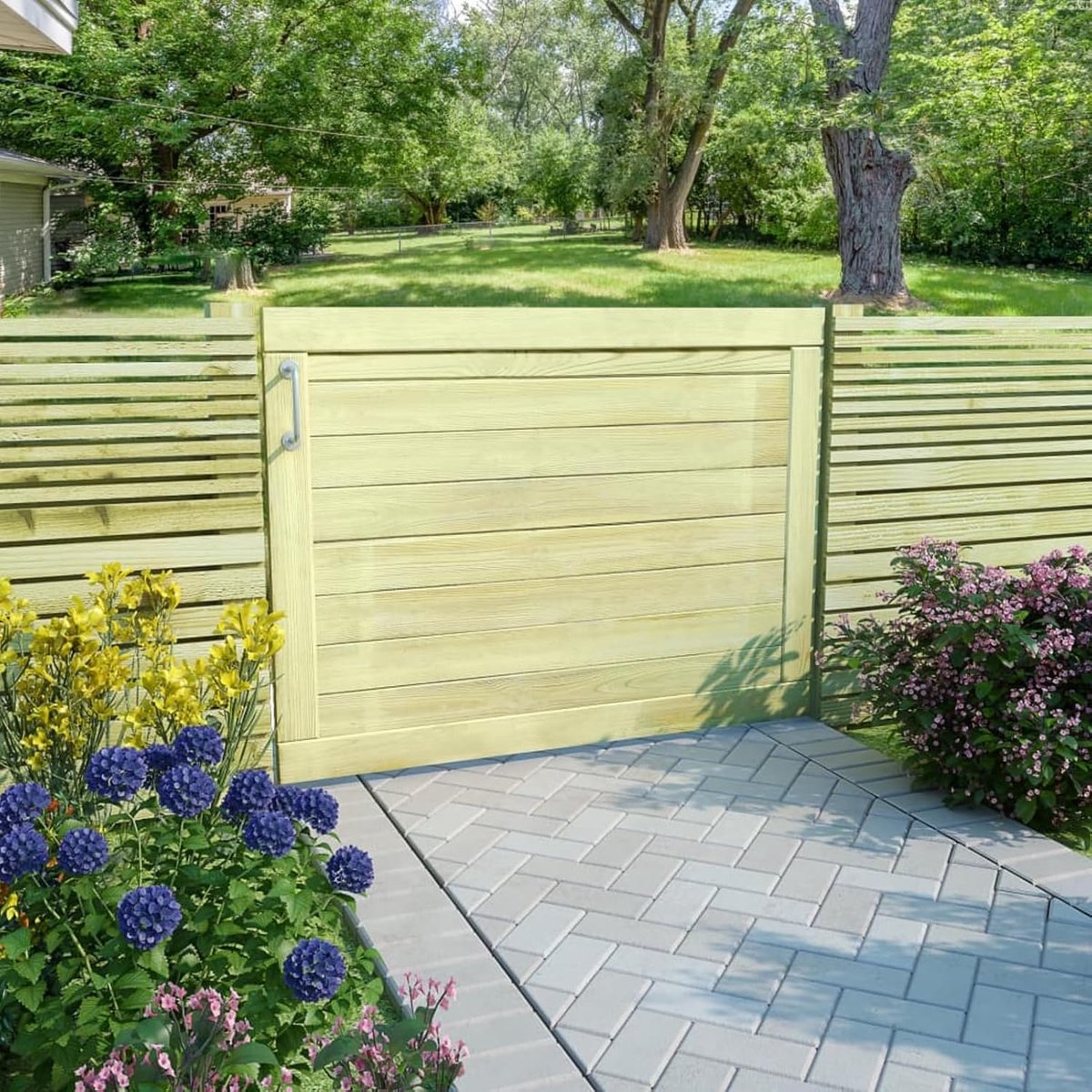 Houten Tuinpoort - Veiligheidspoort - Oprit Afsluiten - Groen Geïmpregneerd - 75x100cm - N