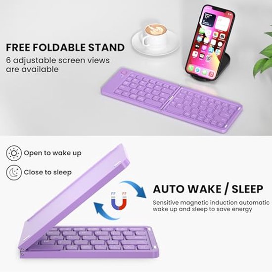 Ultradun Draadloos Bluetooth-toetsenbord – Tweetalig, Compatibel Met IOS, Android, Windows – Voor Duits, Frans, Spaans, Italiaans 2 miniatura