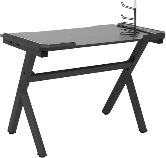 Gaming bureau - Werkplek bureau - Intensief gamen - Geïntegreerde LED verlichting - 90x60x75 cm - Zwart — afbeelding 5
