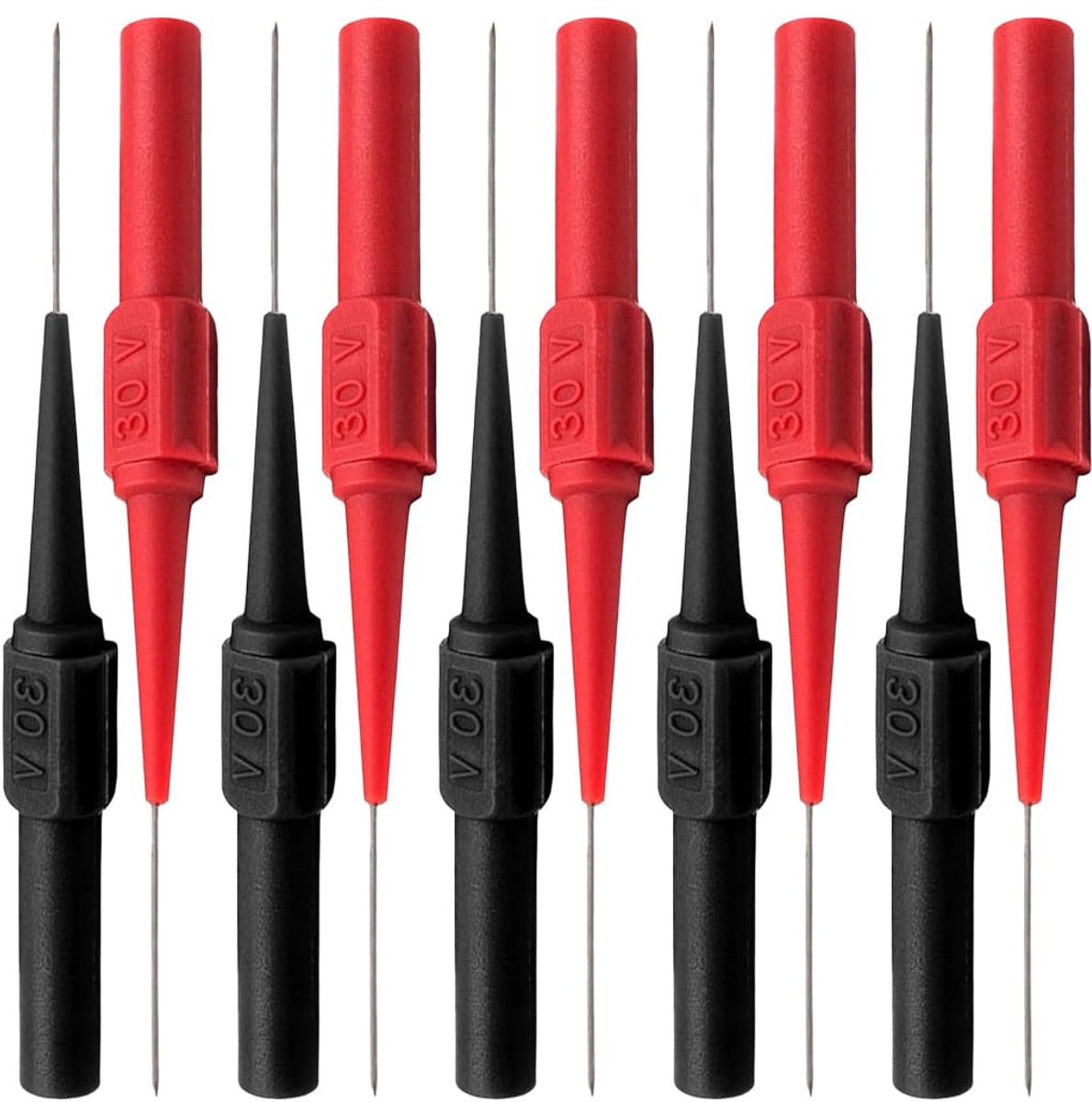 Meetpunten Set - Multimeter Accessoires - Elektrische Tests - 10 Stuks Kleur Gecodeerd - 0.7 mm Naald - Zwart Rood