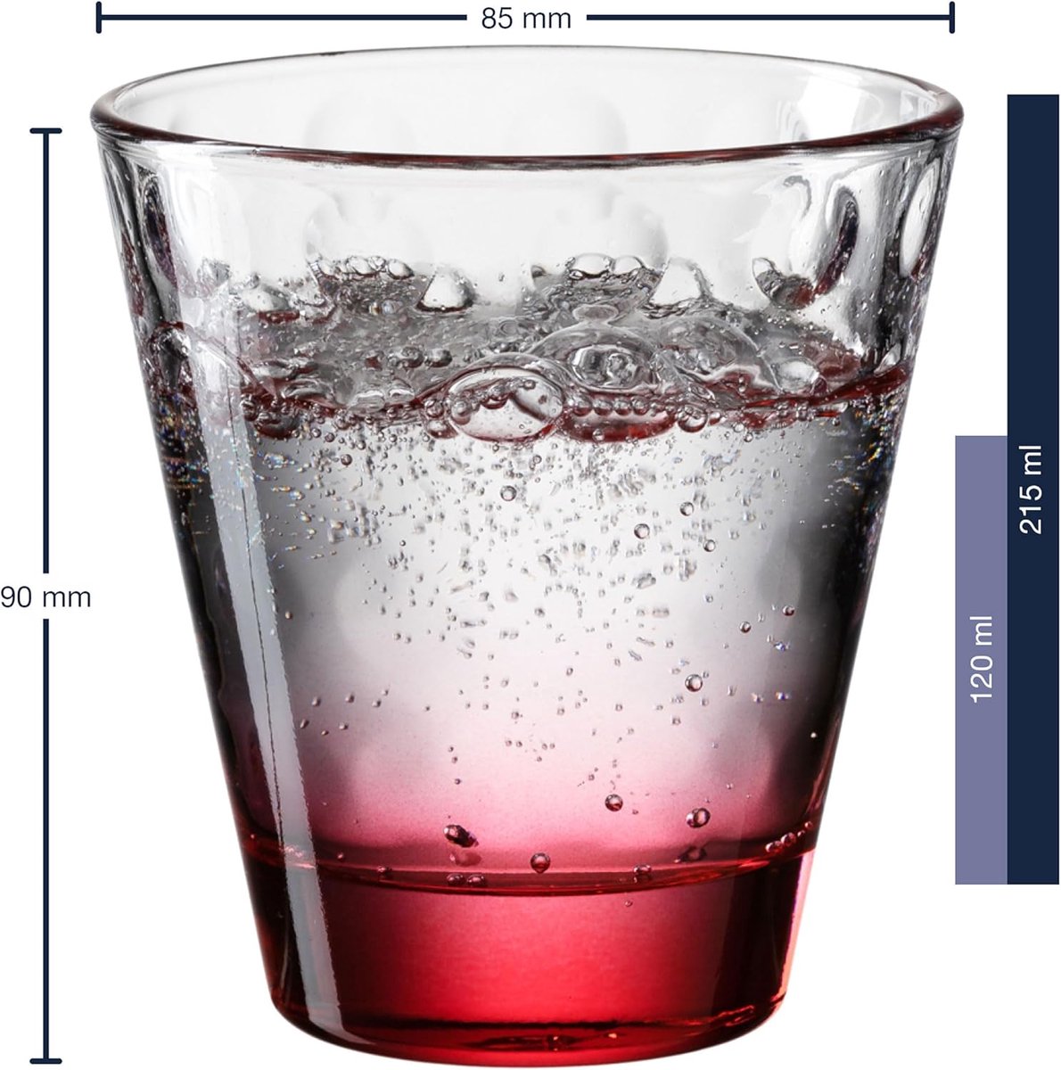 Drinkglas Glas - Waterglas Sapglas - Dagelijks Gebruik - Vaatwasmachinebestendig - 215 ml - Rood