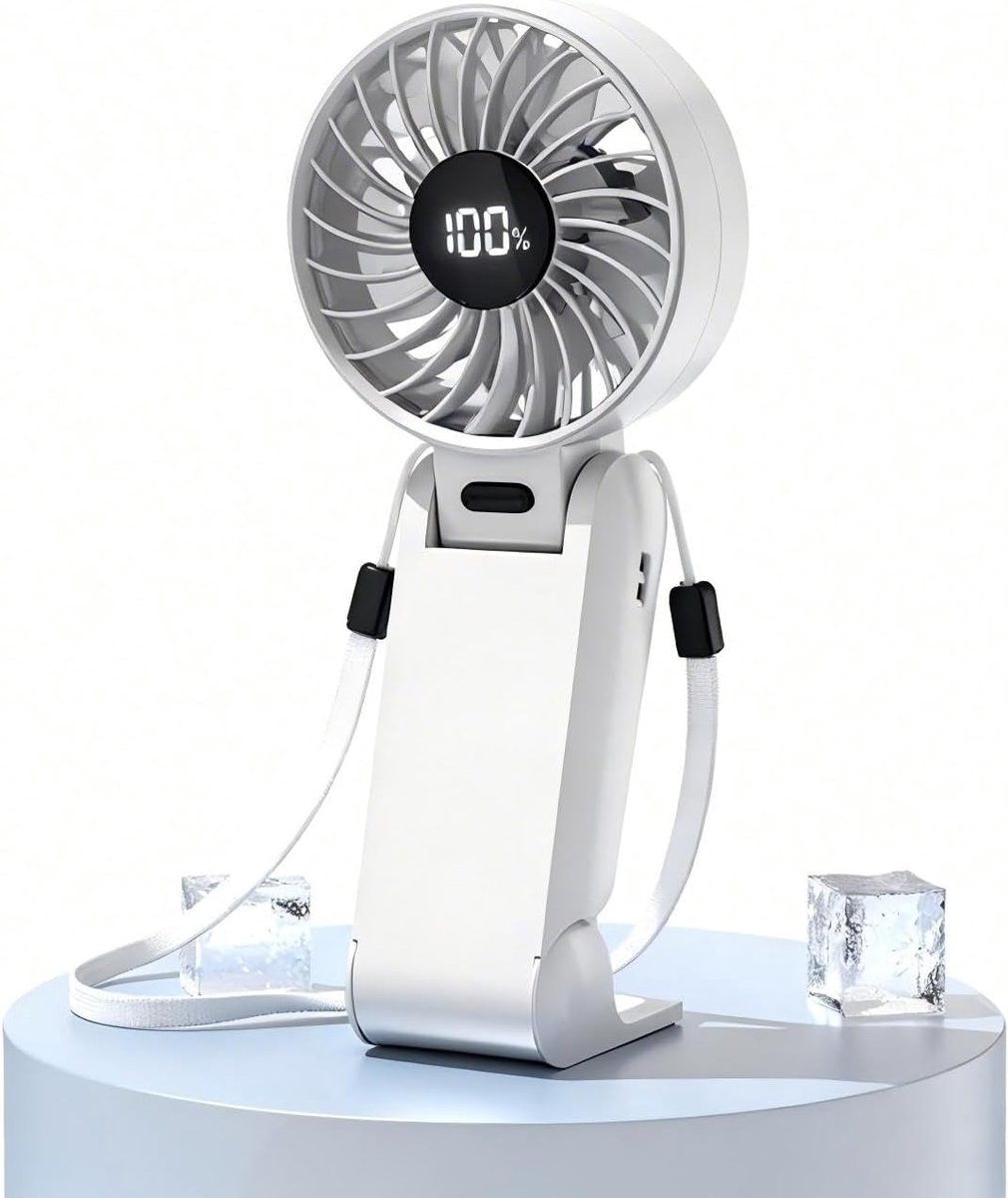 Handventilator - Persoonlijke Koeler - Reizen en Buiten - Compact en Draagbaar - 4x8x19 cm - Wit