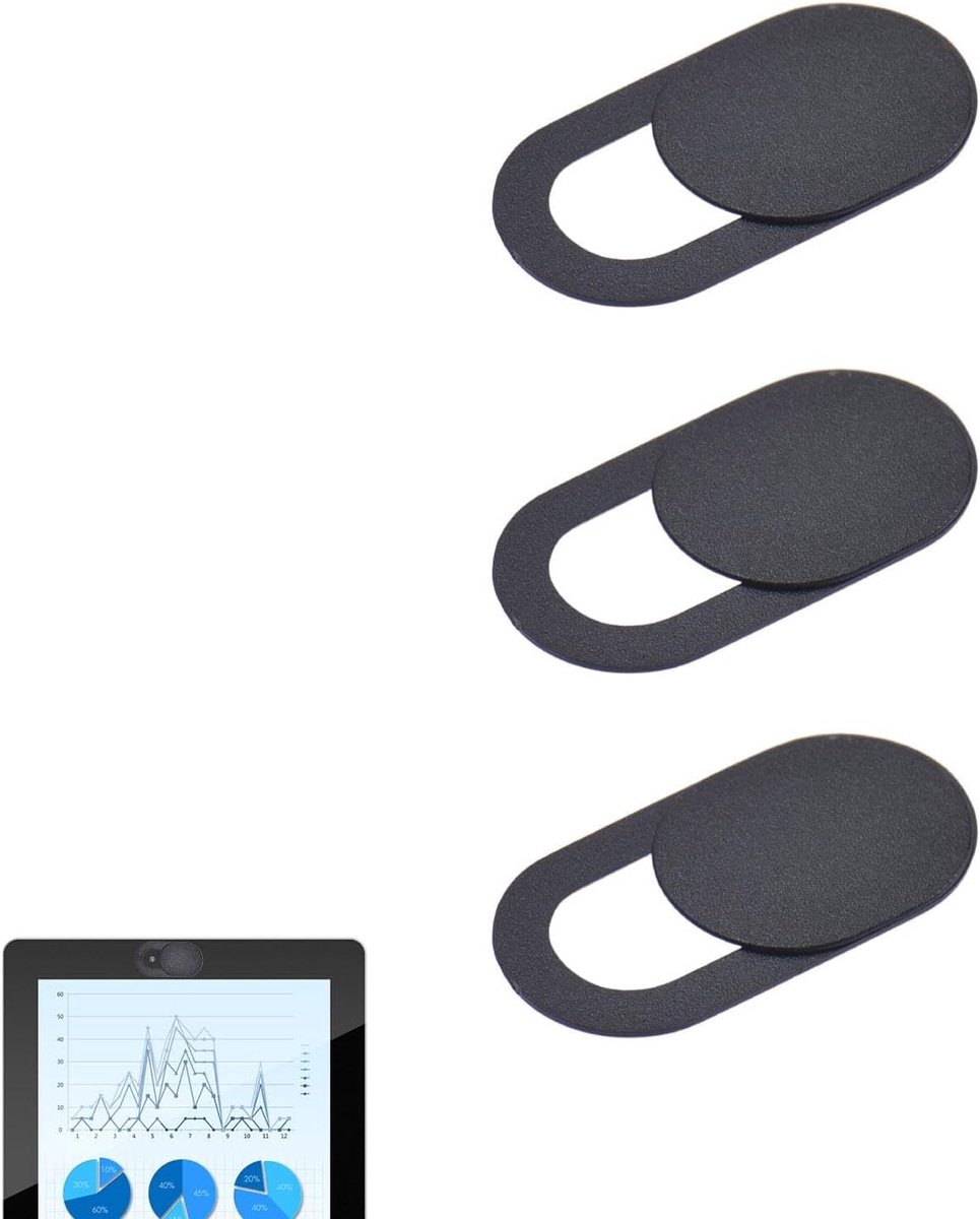 Webcam Privacy - Camera Cover - Digitale Veiligheid - Ultradun Ontwerp - Compact Formaat - Zwart