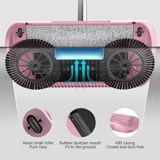 Handmatige veegmachine - 2-in-1 reiniger - Snelle huishoudelijke reiniging - 180 graden draaibare kop - 118 cm lengte - Zoals afgebeeld van Merkloos	 — afbeelding 5