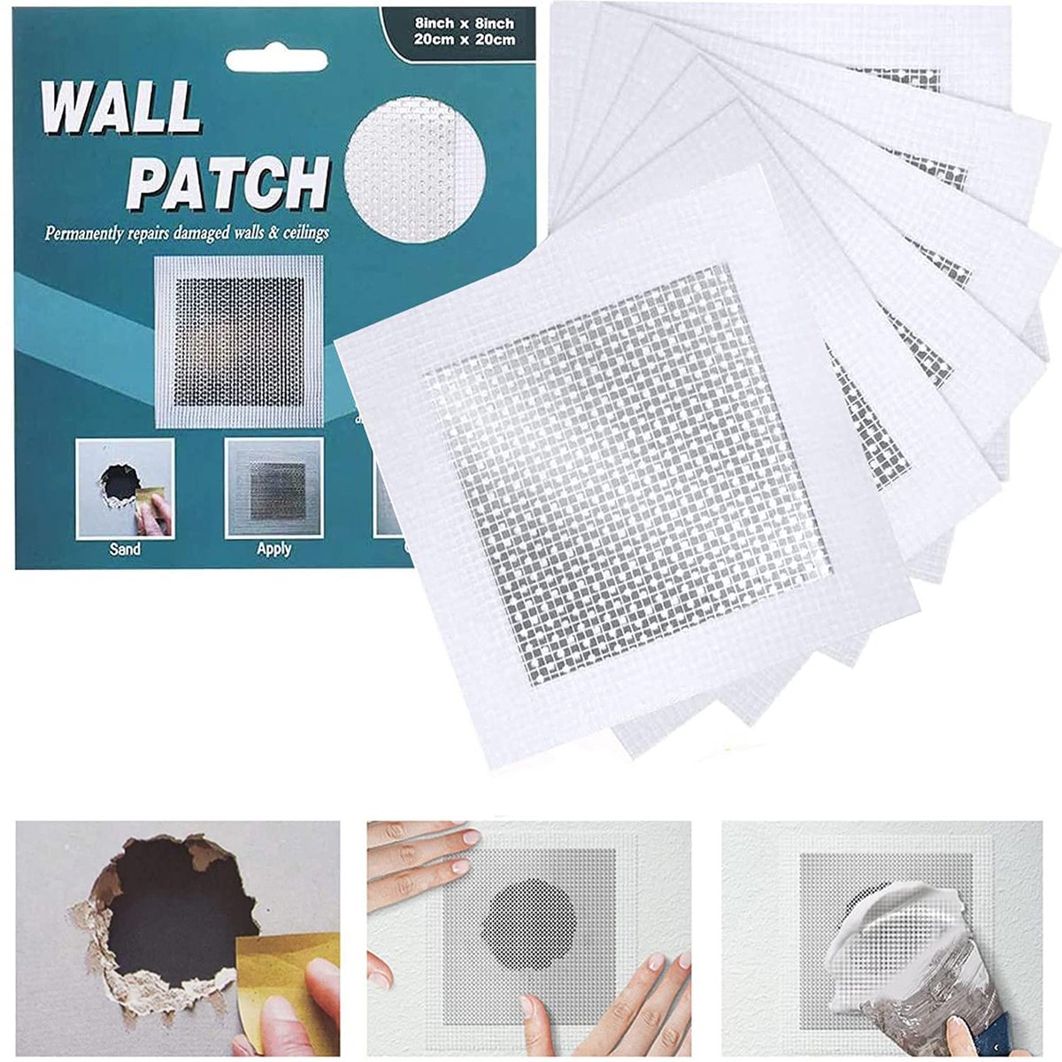 Gipsplaat reparatieset - Muur reparatiepatch - Gaten dichten - Zelfklevend gaas - 10cm