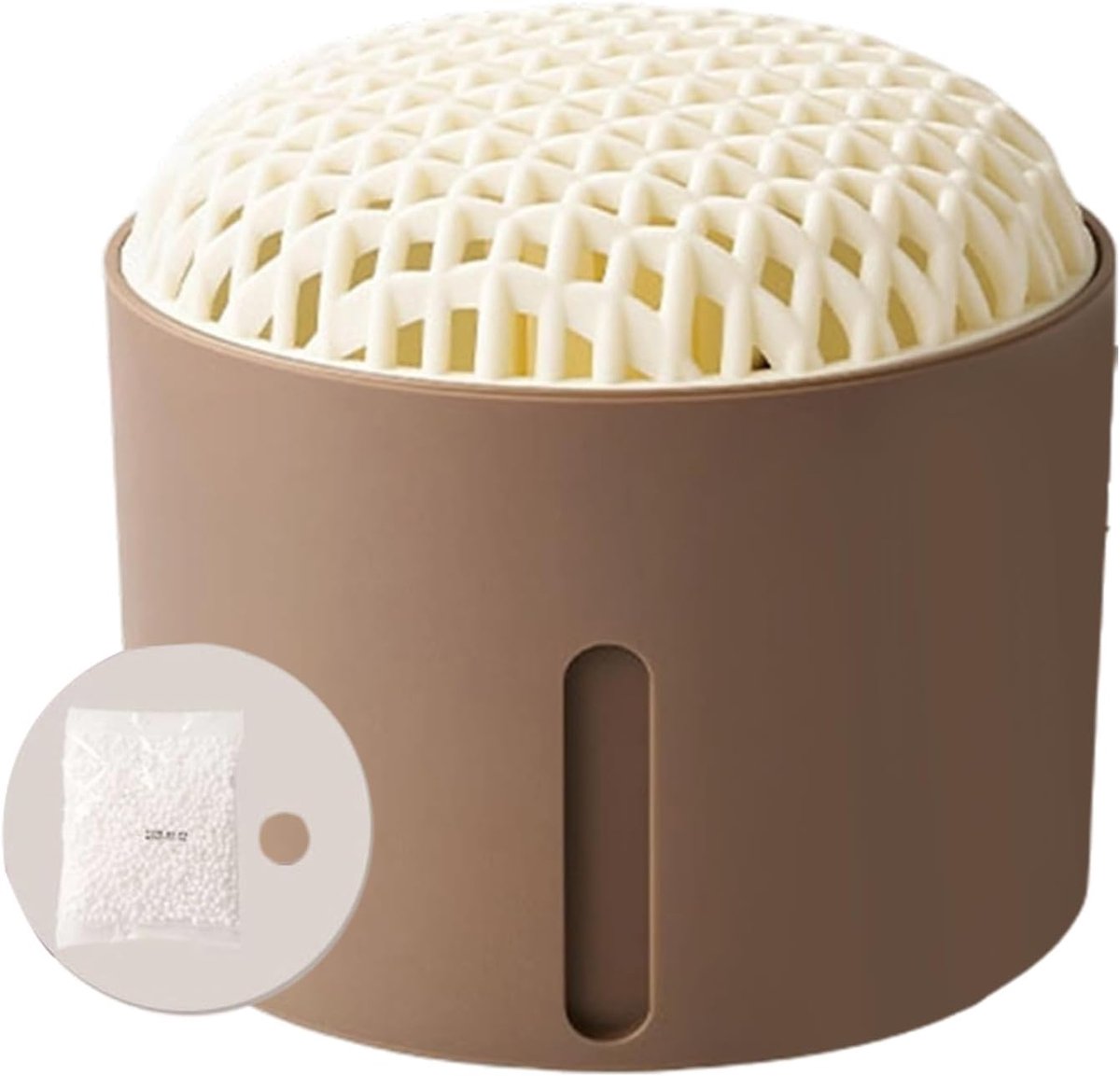 Vochtvreter Box - Vochtvreter Bakje - Vocht Absorberen - Compact Vocht Beheer - 10x11x10 cm - Licht Koffie