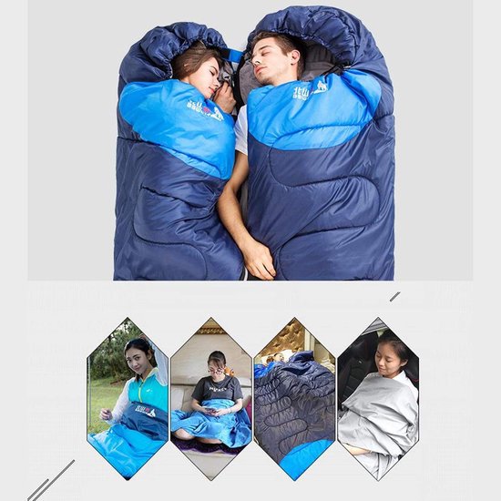 Draagbare Slaapzak - Dekenslaapzak - Outdoor Kamperen - Waterdicht Dubbellaags - 190 x 75 cm - Blauw — afbeelding 2