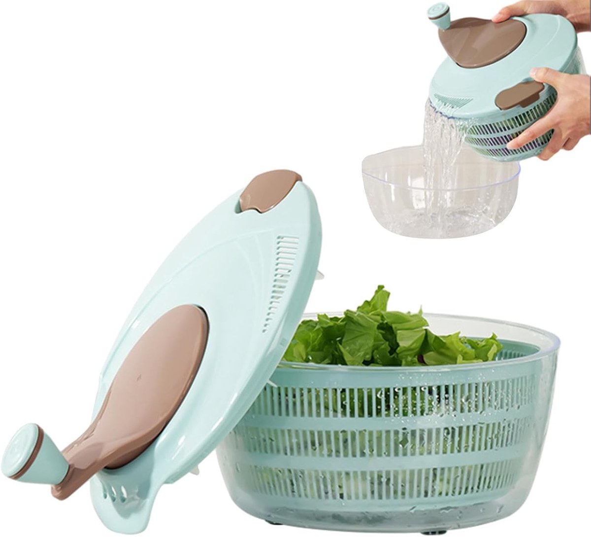Salade Centrifuge - Groenten Droger - Snel Salade Maken - Centrifugale Rotatie - 24.5x16.5 cm - Blauw