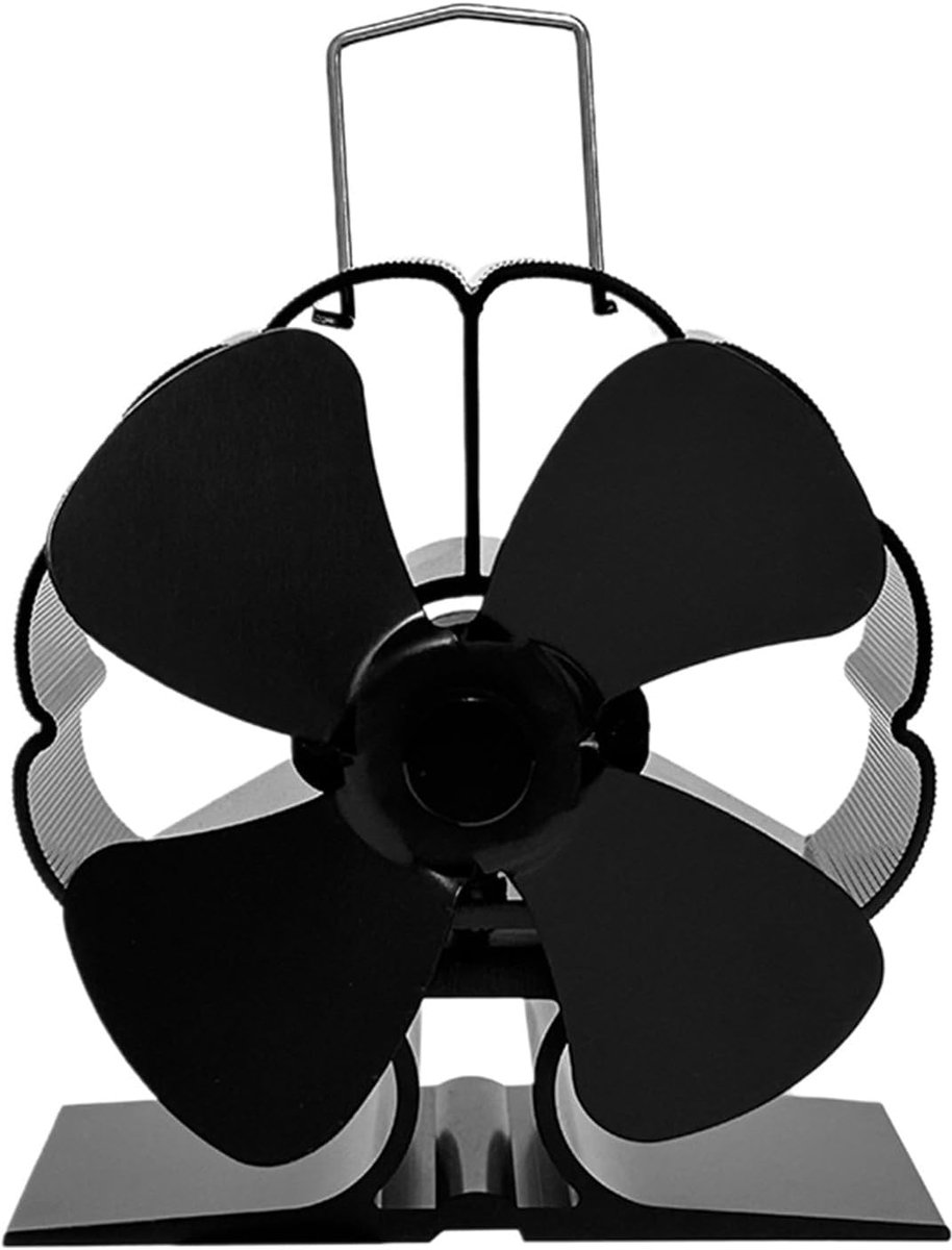 Kachelventilator - Warmteverdeler - Houtkachel Verwarmen - Zelfstartend Temperatuurregeling - 10-15cm Aanbevolen - Zwart