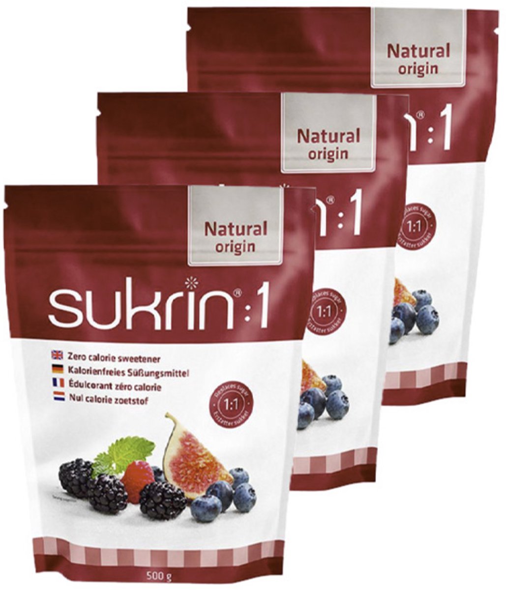 Sukrin Zero Calorie Sweetener - tafelzoetstof voor koffie en thee - 3 x 500 gram