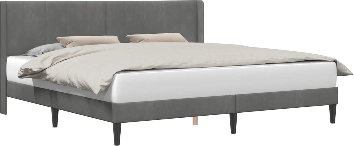 vidaXL - Bedframe - met - hoofdeinde - Donkergrijs - 180 - x - 200 - cm - Fluweel