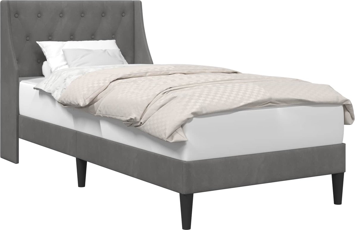 vidaXL - Bedframe - met - hoofdeinde - Donkergrijs - 80 - x - 200 - cm - Fluweel