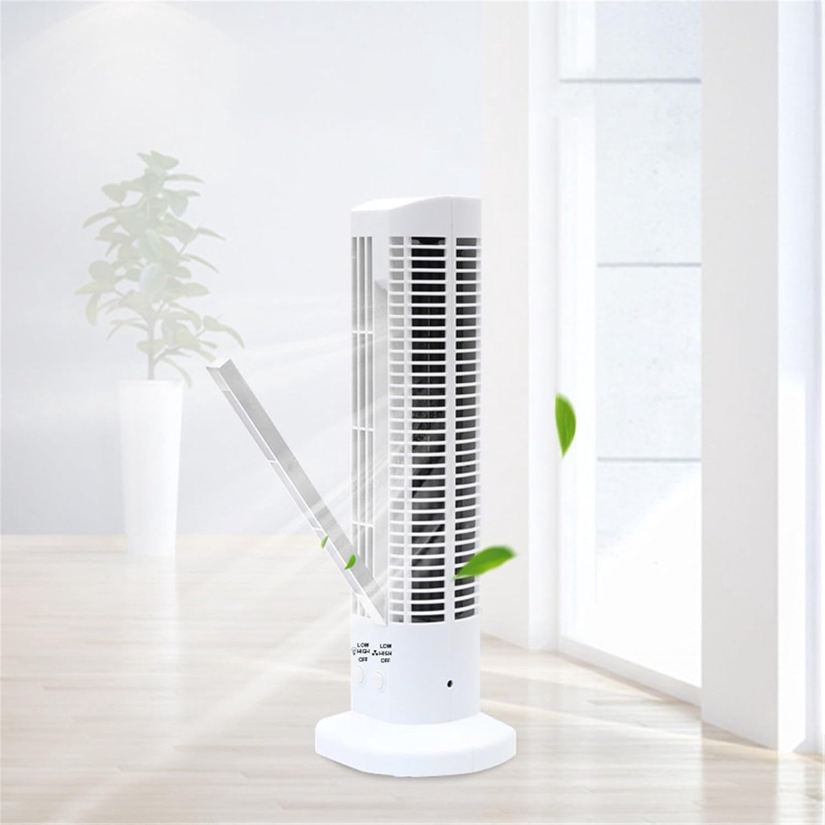 longziming -Witte Mini Torenventilator Zonder Bladen – USB Koeling met LED Nachtlicht, 2 Snelheden, Stil en Compact voor Bureau en Woonkamer
