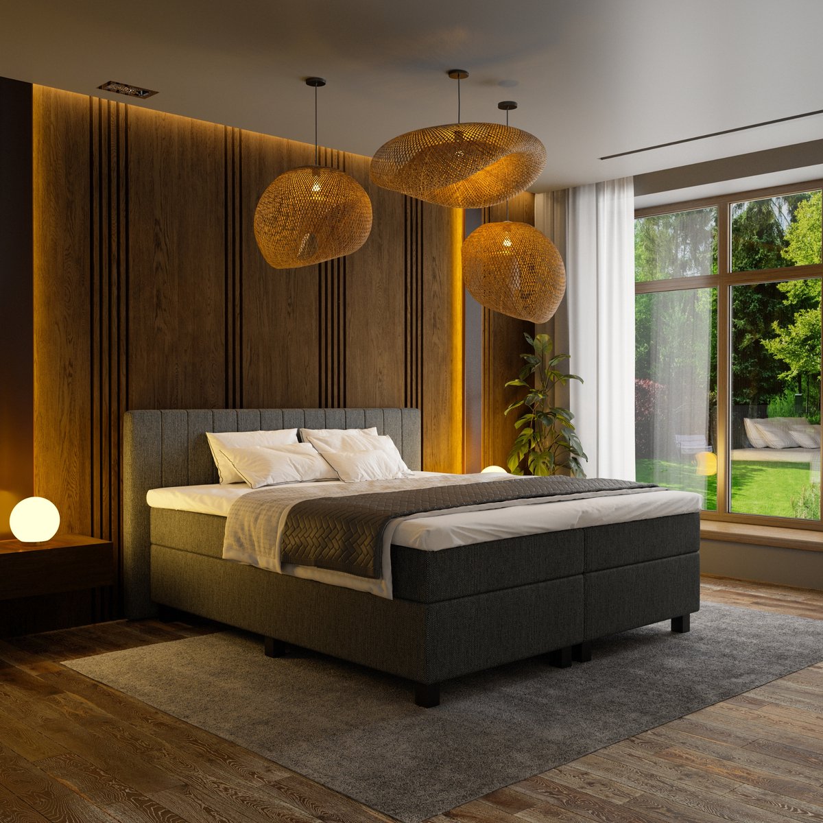 Mörgenn Boxspring Douze - Pocketvering - Antraciet - 120x210 cm - Inclusief Dekbed en Kussens