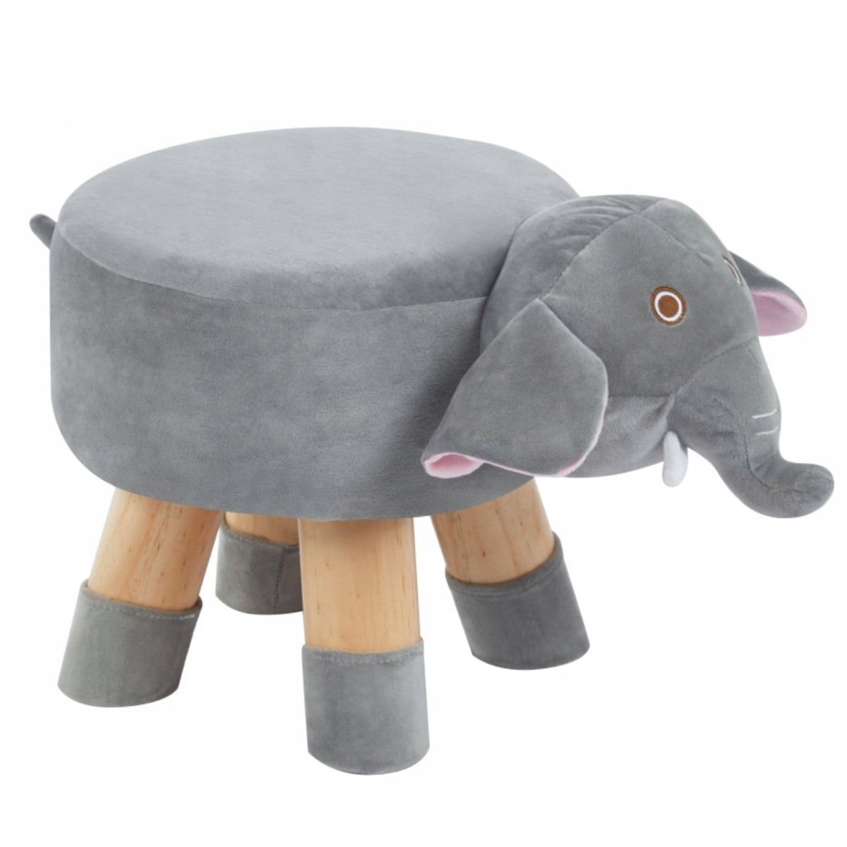 Furnitex Olifant - Kinderpoef - Grijs en roze - Zachte zitting Grijs;Roze