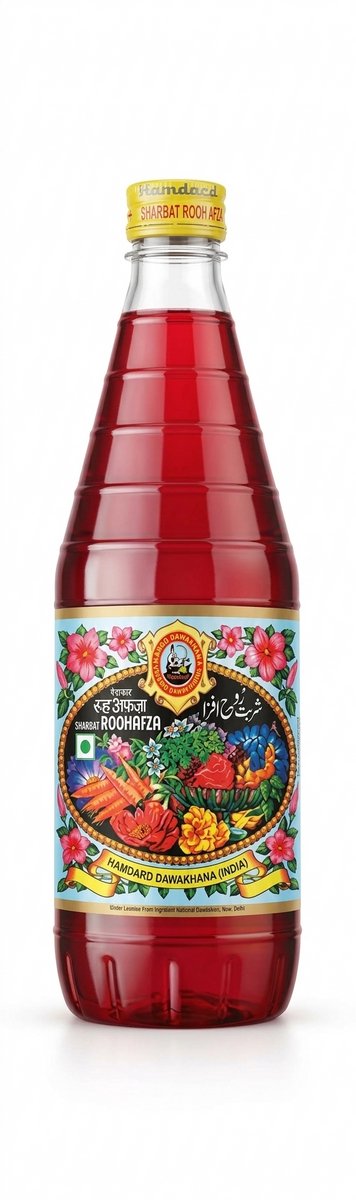 Rooh Afza 2 X 800ml: De ultieme dorstlesser. Een unieke mix van bloemen, kruiden en fruit Heerlijk in cocktails, desserts of gewoon in een glas koude melk met Kajal Sticker