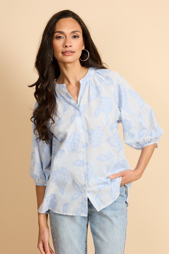 G-maxx - Kairi Blouse Celestial Blue/Offwhite