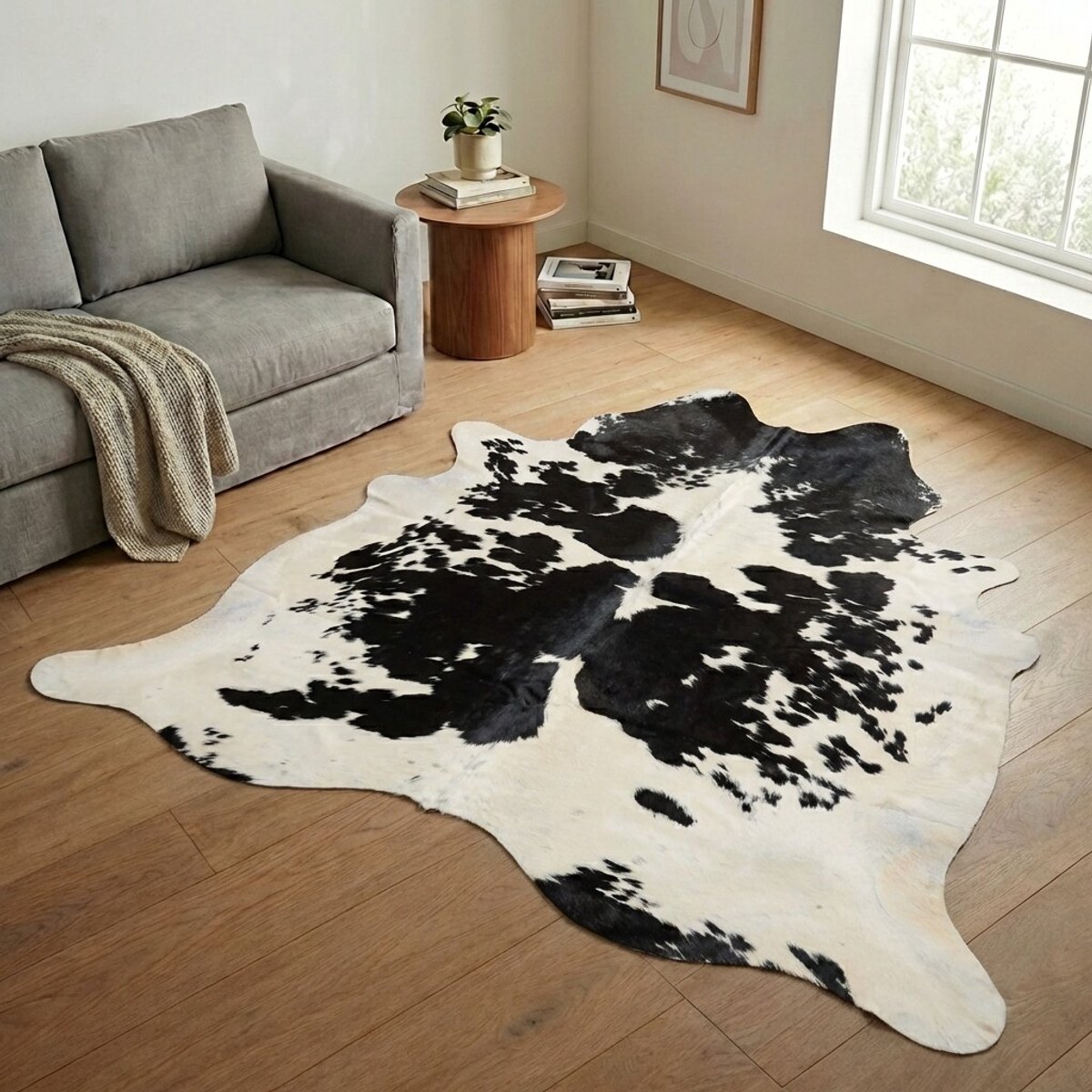 Koeienhuid Vloerkleed XL (Groot) - Zwart-wit - 235 x 219 cm - Koeienkleed / Koeienvel / Dierenvel / Dierenhuid / Koehuid Tapijt