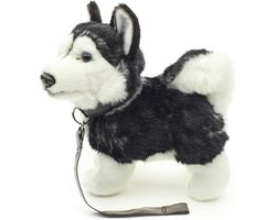 Pluche Husky Puppy Zwart Staand Knuffeldier 21 cm